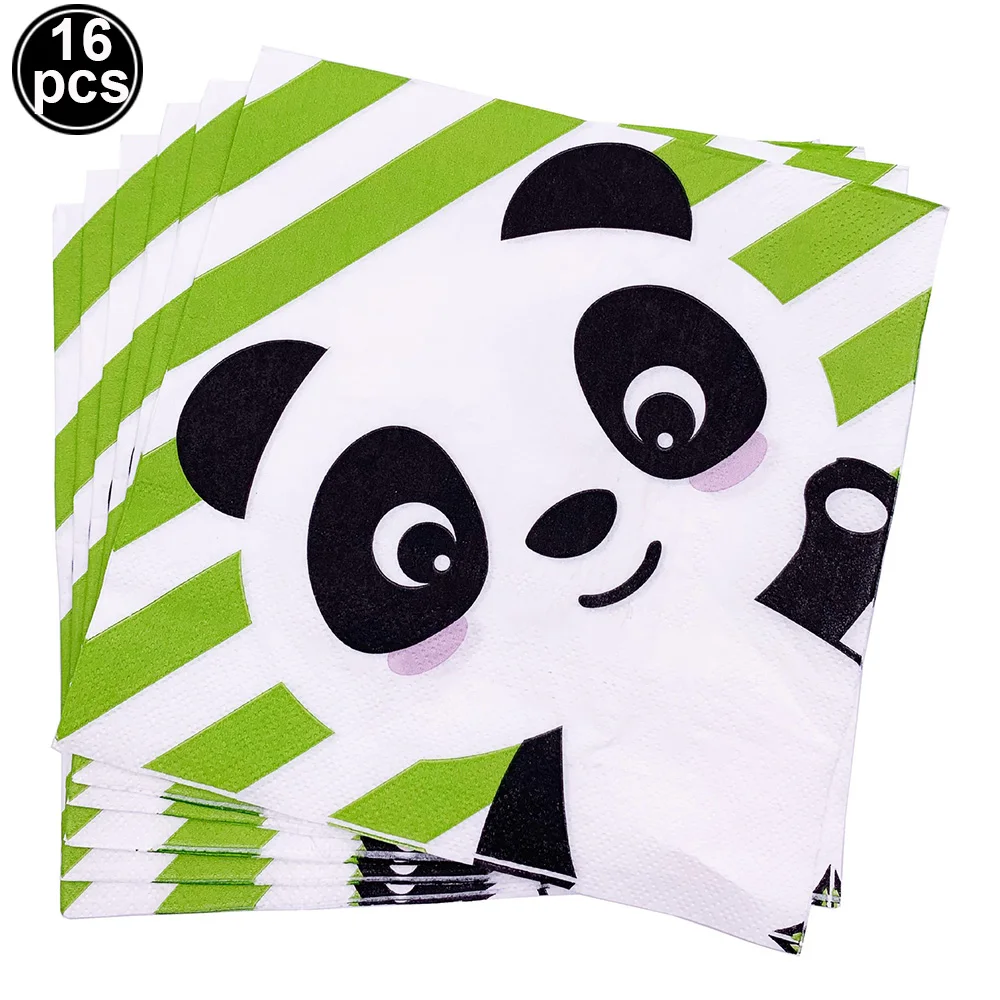 Panda Disposable Tableware Panda Plates Cups Napkins Banner Popcorn Boxes Panda Balloon Kids Baby Shower Birthday Decorations