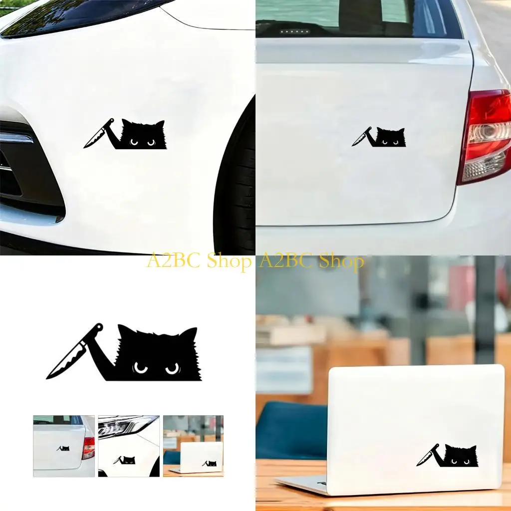 A2BC PVC Black Silhouettes Decal for Cars Cats Graphics Sticker 6.8Cm/2.68in Decorative Accent for Auto Body and Items