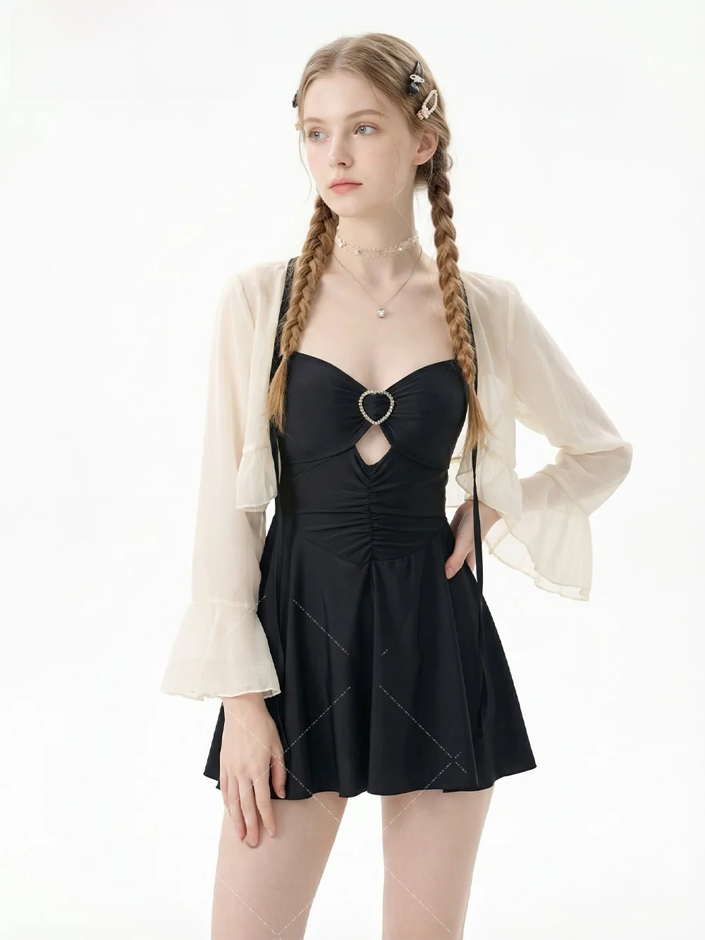 

Женский слитный купальник для термальных источников с эффектом пуш-ап и накидкой, повседневный, дышащий, из нейлона и лайкры