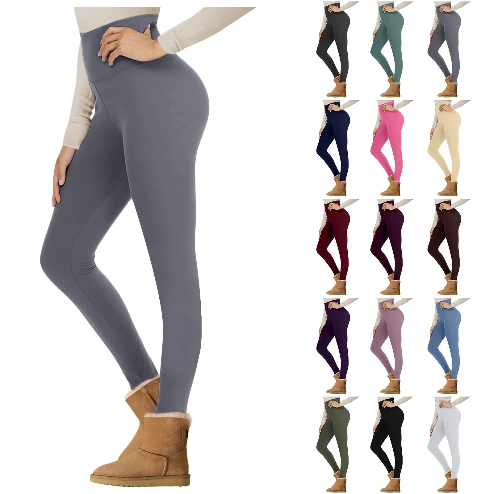 Leggings de inverno grosso para mulheres magro estiramento cor sólida cintura alta leggings quentes belos calças de veludo grosso senhoras yoga