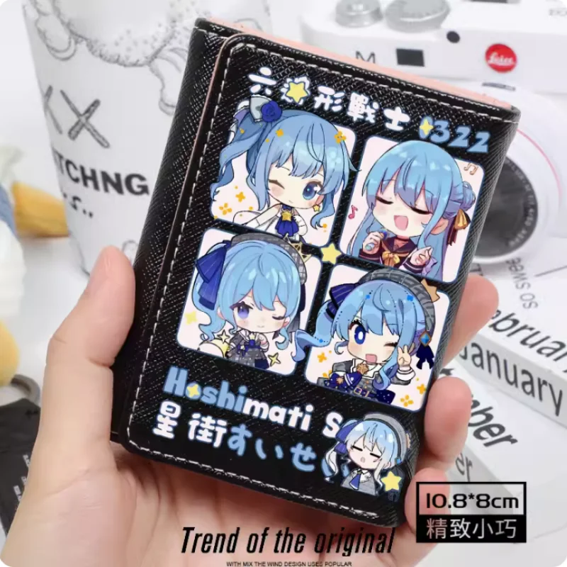 Dompet modis Anime hoshimiti Suisei Hololive dompet PU dompet tempat kartu pengait tas uang hadiah Cosplay B1524