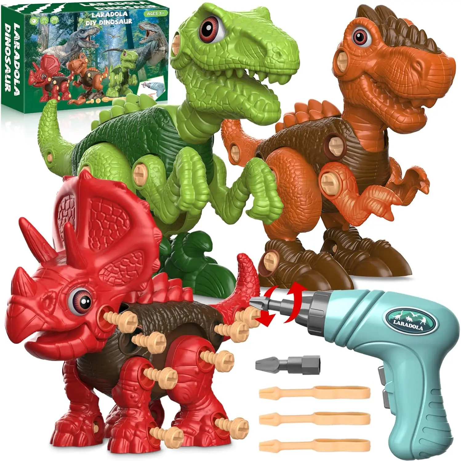 

Набор для сборки динозавров STEM с электрической дрелью, 92 детали, для детей 3-7 лет, для развития навыков решения проблем
