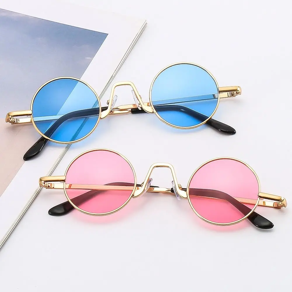 Trendy UV400 Protection Small Round Sunglasses Punk Colorful Hippie Sun Glasses Circle Shades for Party/Beach/Travel/Streetwear