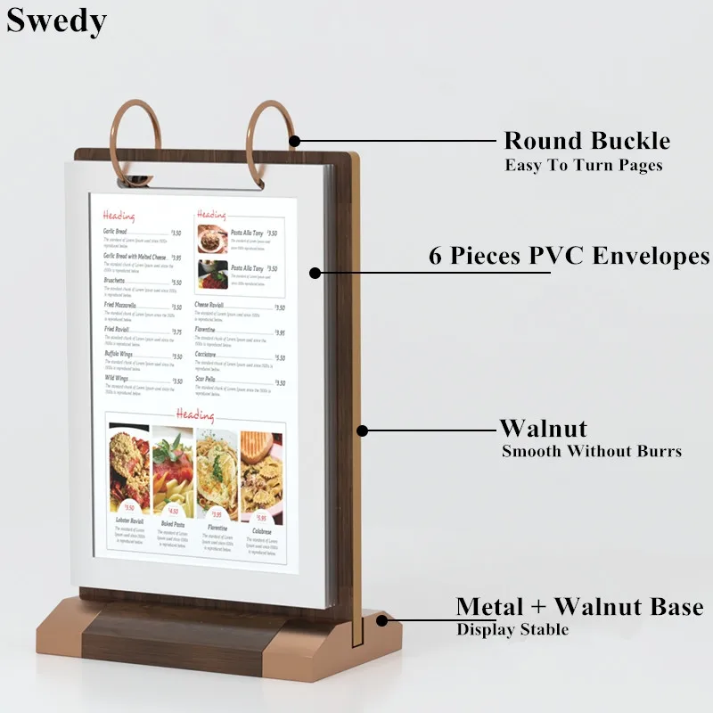 A5 148x210mm Page Turning Acrylic Sign Holder Display Stand Tabletop Menu Flyers Paper Picture Poster Frame