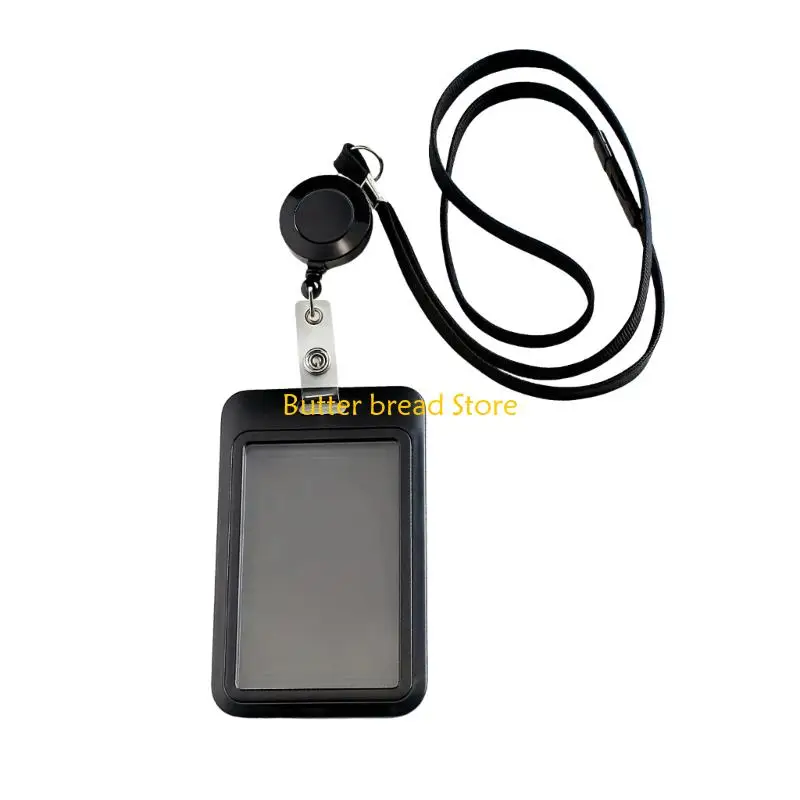 W89C Retractable ABS Badge Holder with Lanyard Ergonomic Sliding Out Card Case Water Resistant Clear Card Holder For Office