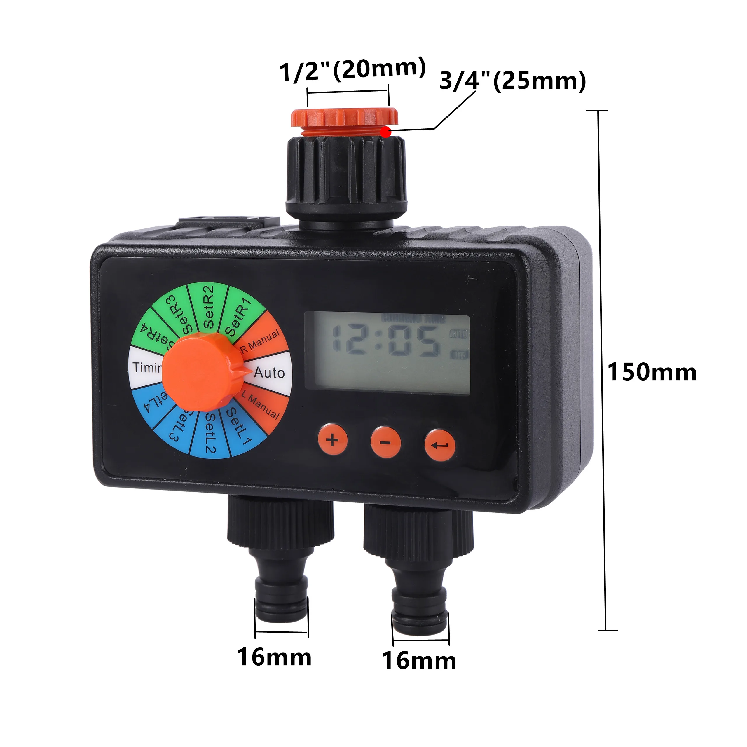 Zawór kulowy elektroniczny automatyczny podlewanie dwa wyloty cztery tarcze czasowy wyłącznik przepływu wody ogrodowy sterownik nawadniania do ogrodu