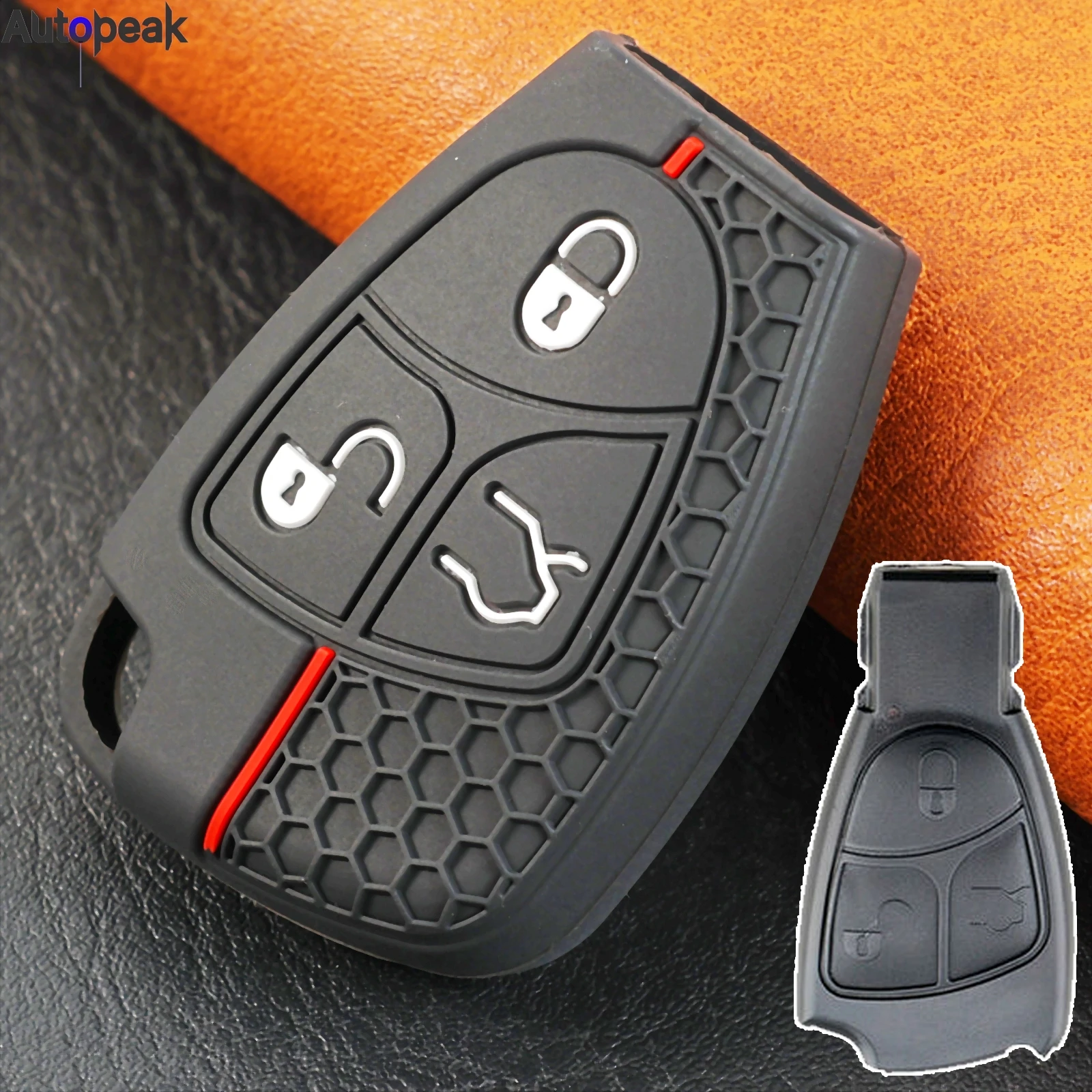 For Mercedes Benz C E B CLS CLK SLK280 S430 S500 S600 SL500 SL600 R350 S350 Silicone Remote Key Ring Case Cover Holder 3 Button