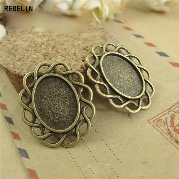 REGELIN wysokiej jakości 20 sztuk/partia hurtownie biżuteria ustalenia stop Antique Bronze wisiorek puste w stylu Vintage taca 18*13 MM dla DIY