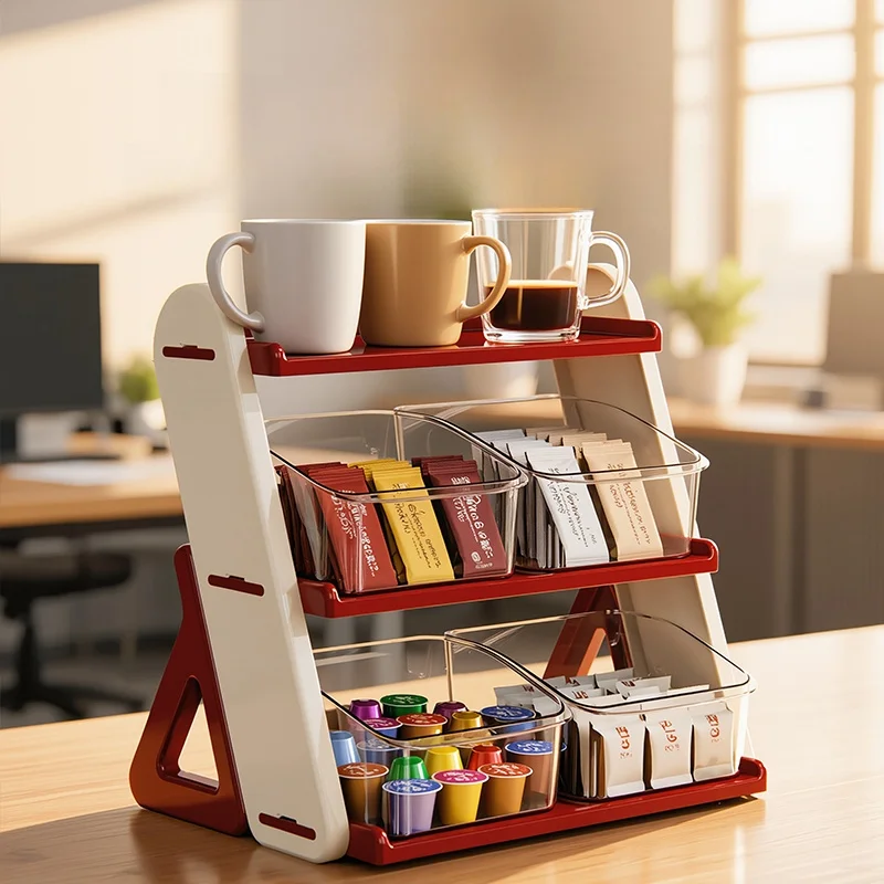 

Creative Desktop Multi-layer Tea Bag Coffee Capsule Snack Organizer Drawer Style Storage Box Tea Water Room Barista Desk Orga...