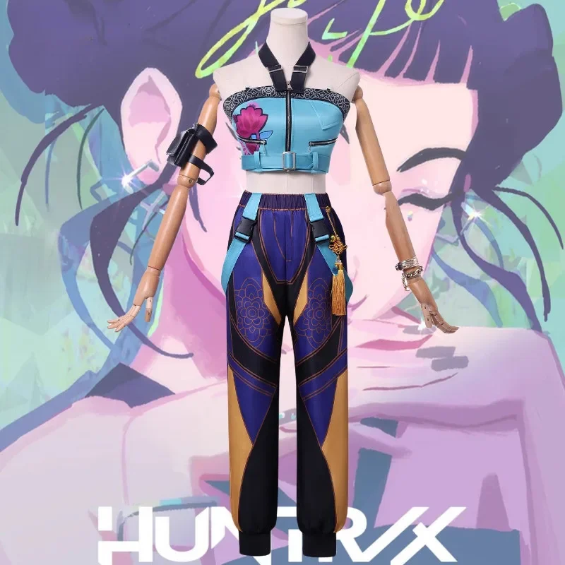 Disfraz de Kpop Demon Hunters Rumi Zoey Mira, disfraz de Kpop Demon Hunters Huntrix Rumi, disfraz de ídolo para mujer de talla grande para Halloween