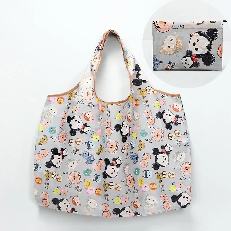 Disney cartoon Mickey Mouse folding shopping bag Donald duck mousestorage High capacity handbags green tote bag