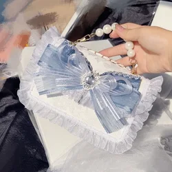 chain silver and blue lolita lace 2024 luxury designer bags Women's handbag Crossbody bag women y2k mini handbag ladies brands