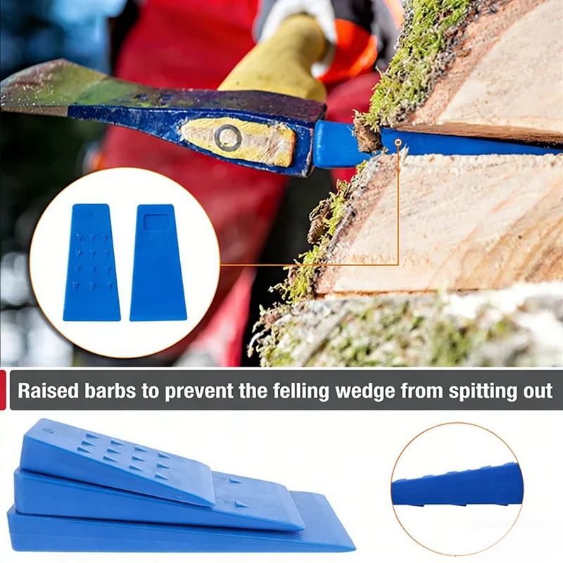 A03F Felling Wedges 3Pcs, Plastic Chainsaw Tree Cutting Wedges, Logging Supplies Safety Chainsaw Accessories Blue