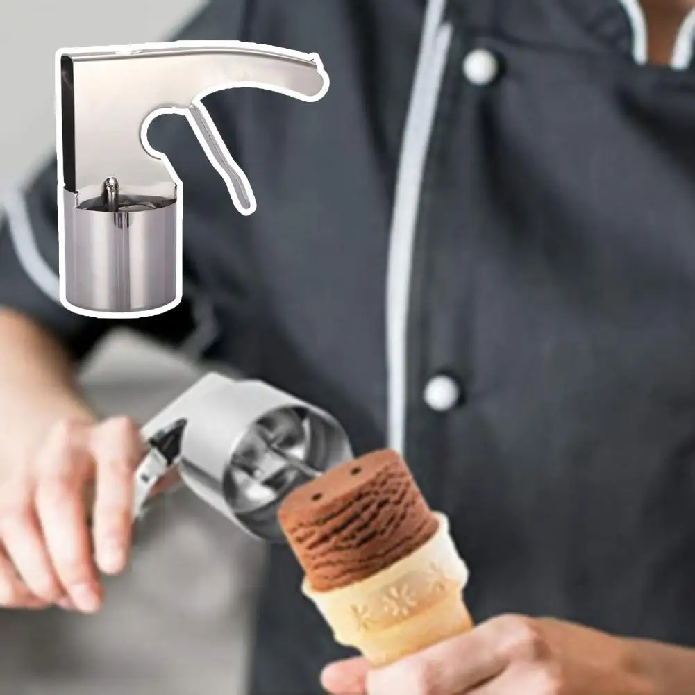 Big Volume Ice Cream Server Tool Stainless Steel Ice Cream Scoop with Trigger Easy to Clean Cylindrical Scoop Kitchen Supply