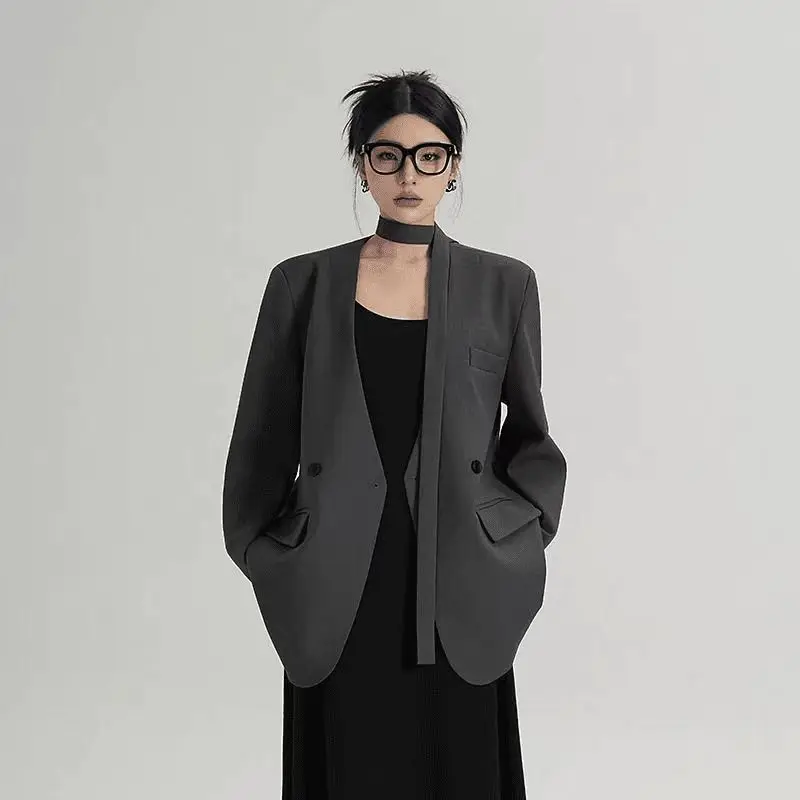 2026 Summer Fashion New Women's Elegant Suit Coat High End Fashion Design Sense Loose Long Sleeve Professional Blazers for Women