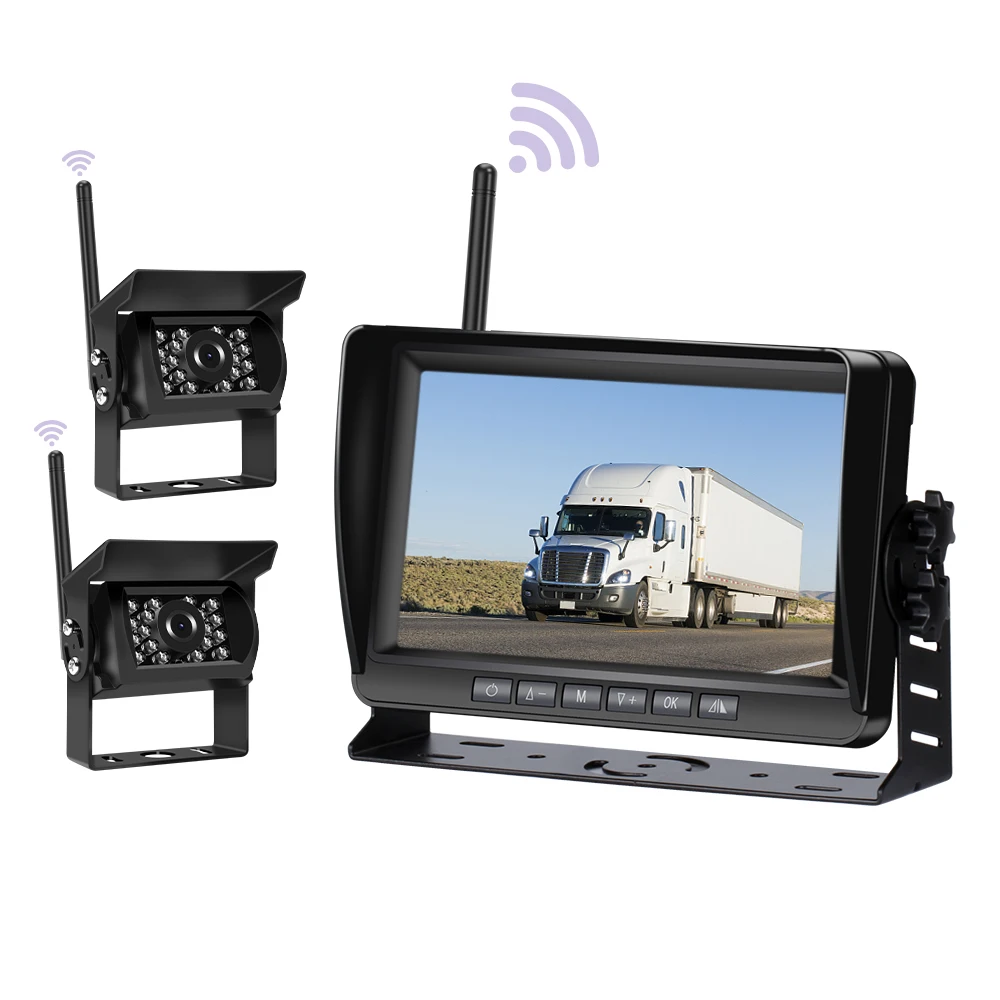 2.4G Wireless Backup Camera 7 Inch HD Monitor Waterproof Night Vision Stable Signal Rear View Kit for Car Truck Van RV Trailer