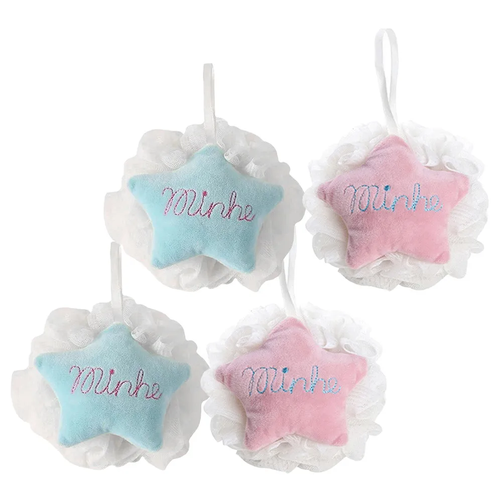 

Набор из 4 мультяшных мочалок для душа: мягкие шары для мытья тела, скрабы для спины, аксессуары для душа, средства для очищения кожи