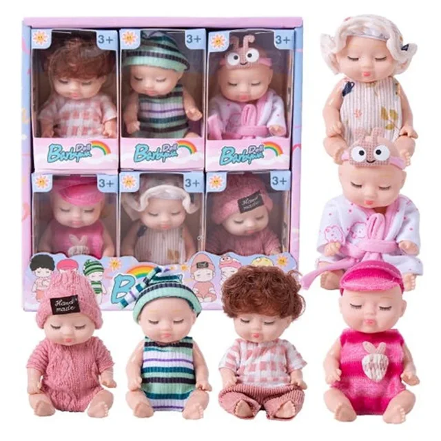 6/8 sztuk zestaw śpiące Mini lalki dla dzieci Reborn realistyczne śliczne urocze lalki z motylem krokodyl słonecznikowe stroje zestaw Giftb