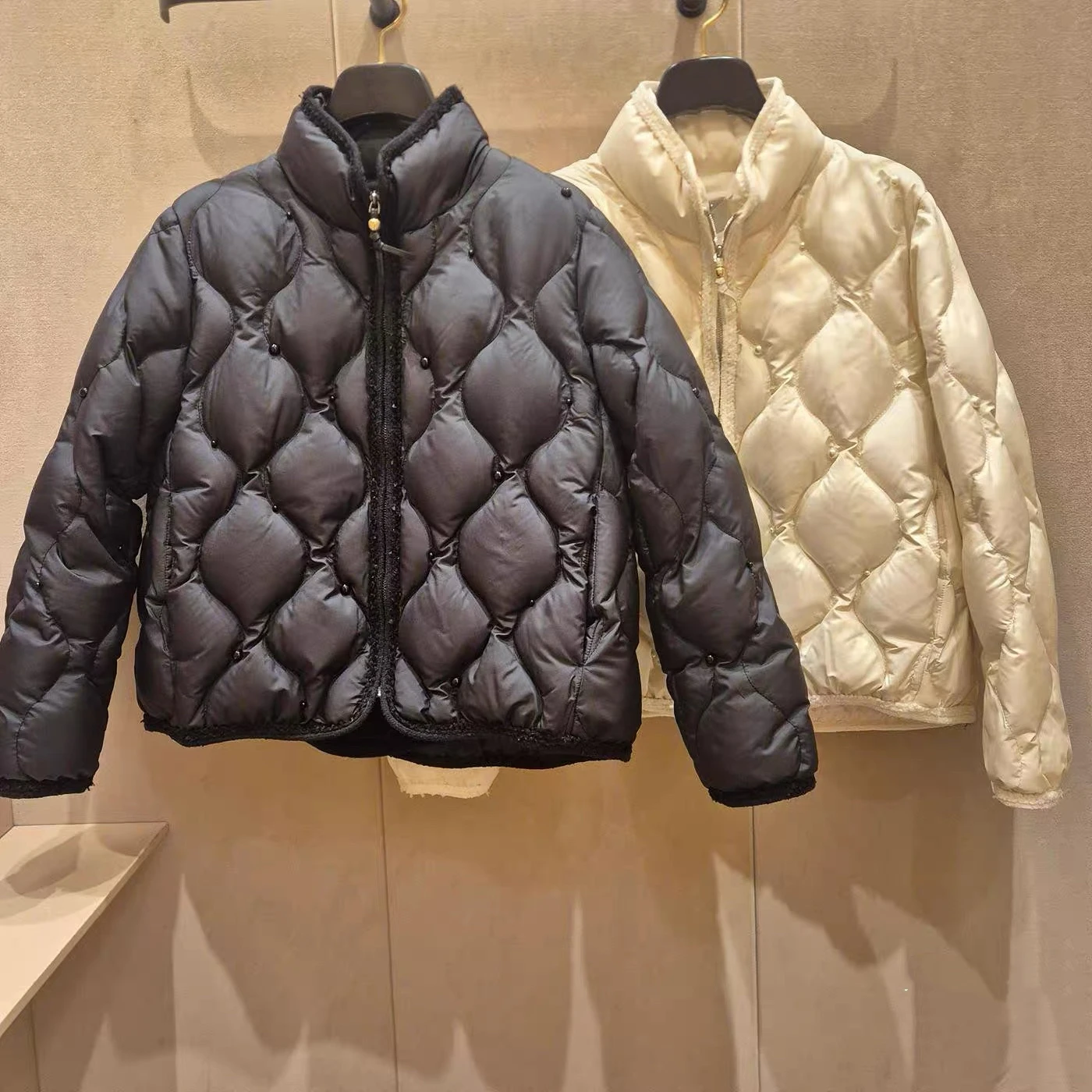 Hohe Qualität MIN25 Winter ort gesteppte Gänsedaunen Jaet schwere Stickerei Stehkragen vielseitig schlankmachender Zitronenkäse