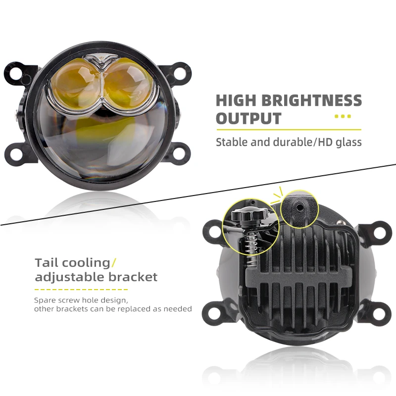 Super Bright 80W 3.0 Laser Fog Light Projector Lens White Light 6000K Yellow 3000K 12V Auto LED Fog Lamp Headlights