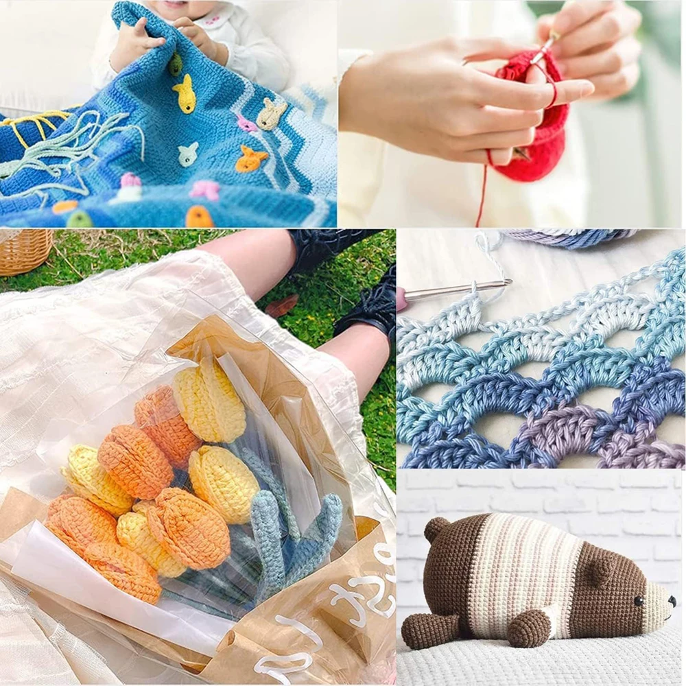 5 pz/set Set di uncinetti ergonomici 2-4mm manico in gomma ferri da maglia in alluminio per uncinetto filato