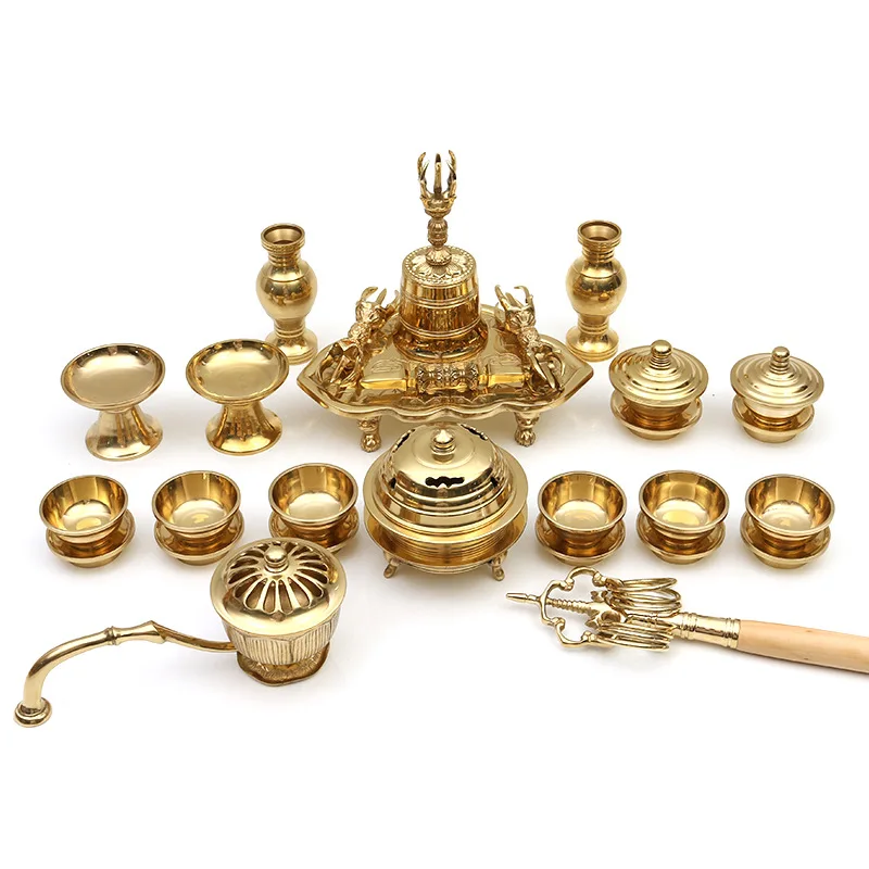 Tantra supplies One-sided utensils Japanese incense burner sect A set of Buddhist utensils Brass Tang Mi