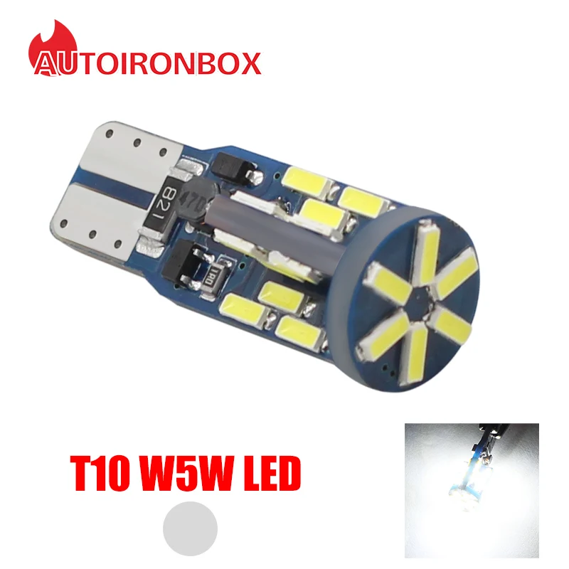 1PCS CANBUS T10 W5W No Error 4014 30 SMD Car LED Bulbs Wedge Light License Plate Parking Lamps Auto Interior Light White