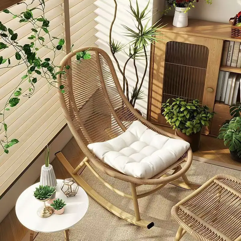 

Rocking chair Garden recliner Household chair Lazy courtyard Leisure single balcony Outdoor rattan chair Durable