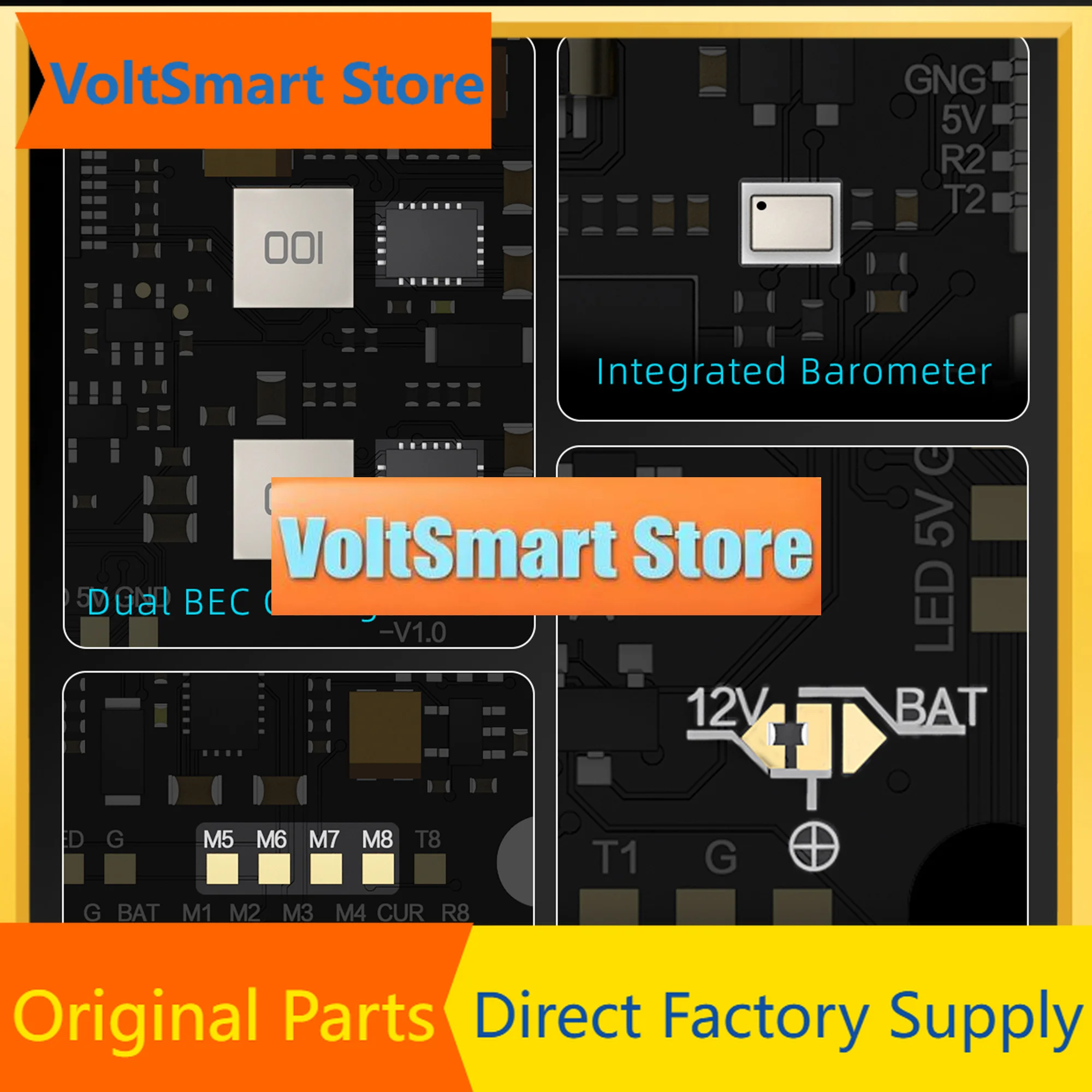 VoltSGEPRC TAKER H743 BT 8Bit 80A STACK 80A 4IN1 ESC Dual Gyro 512MB Black Box Data Analyze Record Flight Barometer Racing FPV D