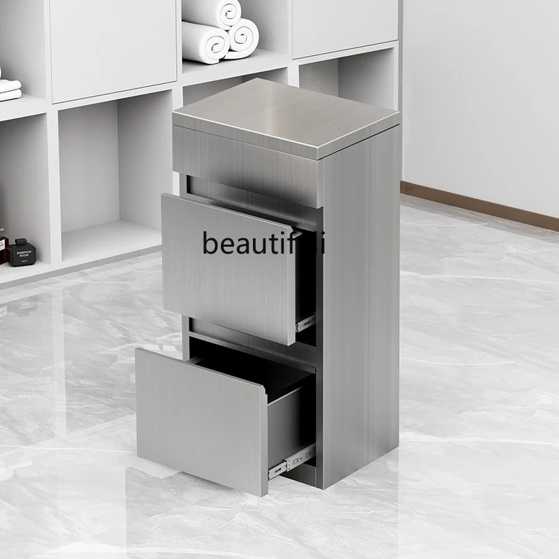 

Barber Tool Cabinet for Hair Salon Storage Stainless Steel Hair Cutting Cabinet Tool Table Storage Rack