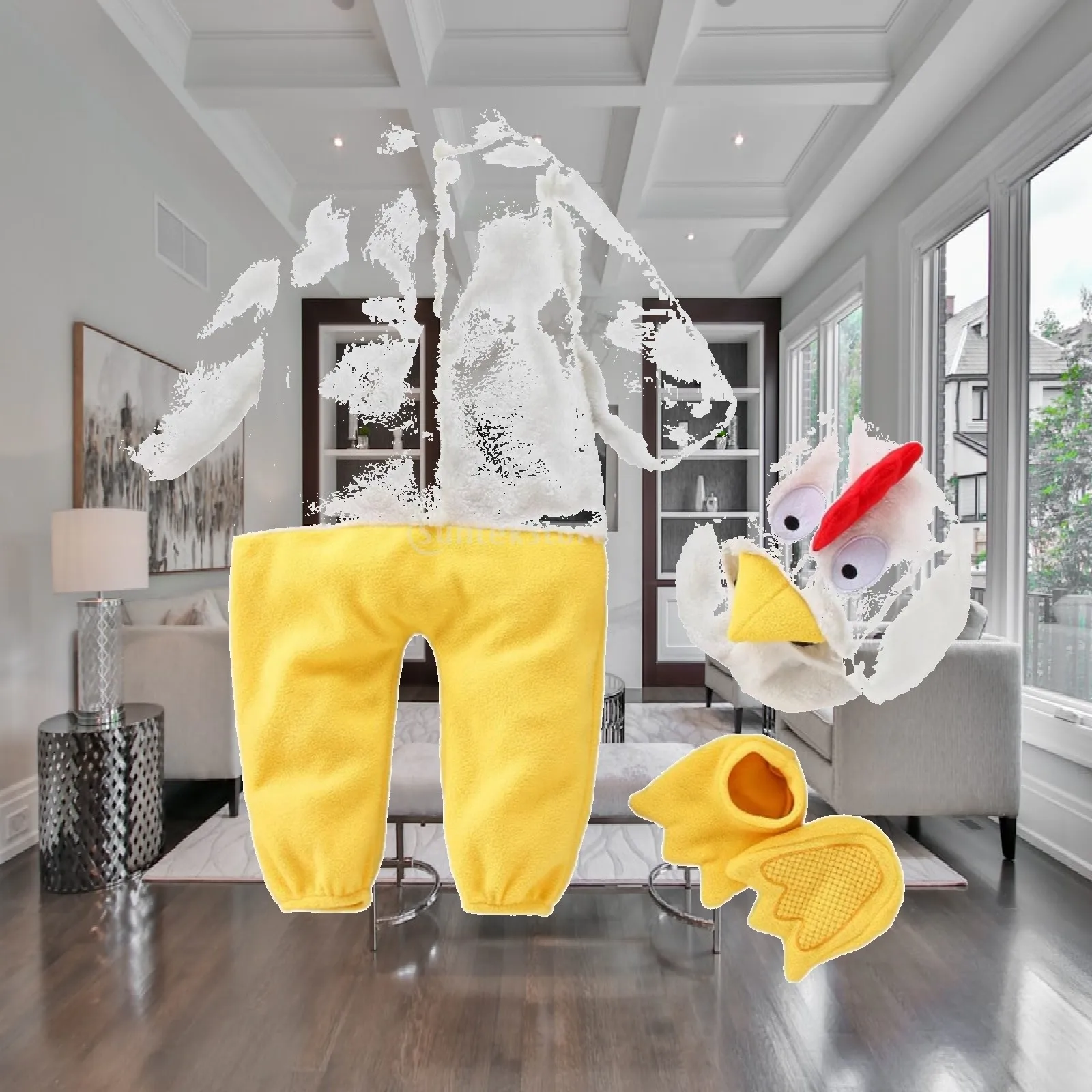 Chicken Romper with Shoe Covers Adorable Baby Chicken Costume Chick Costume Fluffy Jumpsuit Long-Sleeve for Babies, Halloween