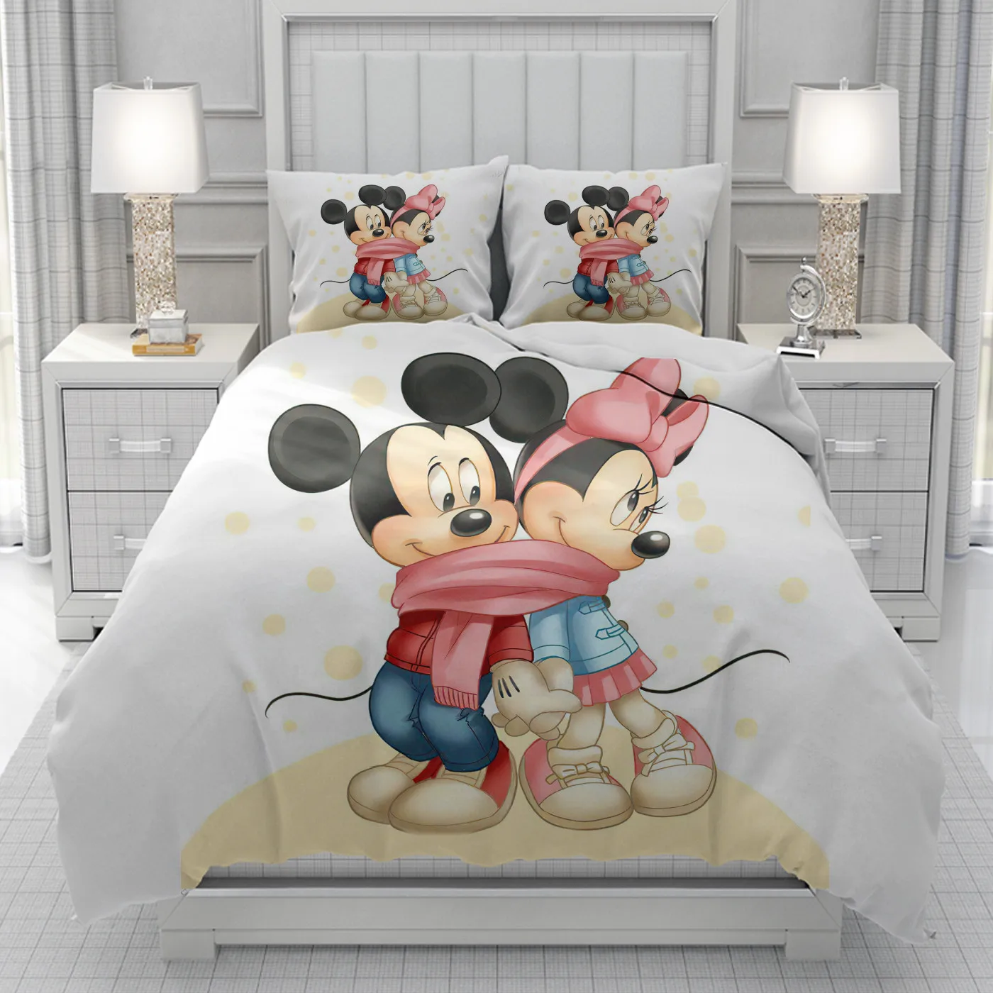 Mickey Mouse happy Duvet Cover men women/Children KID Printing Disney cartoon Bedding Set  Comforter Bed Soft