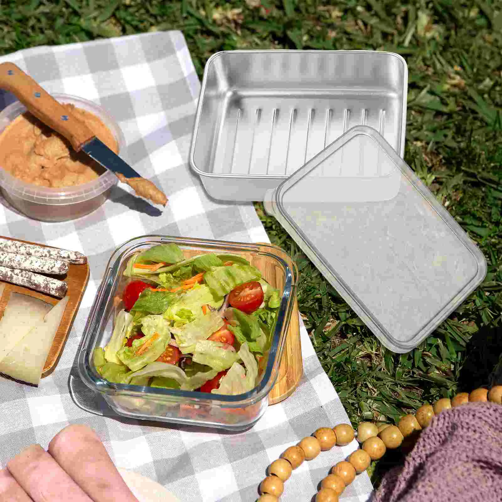 Stainless Steel Crisper Keeper Cheese Fridge Storage Containers Small Boxes Butter Dishes Drain