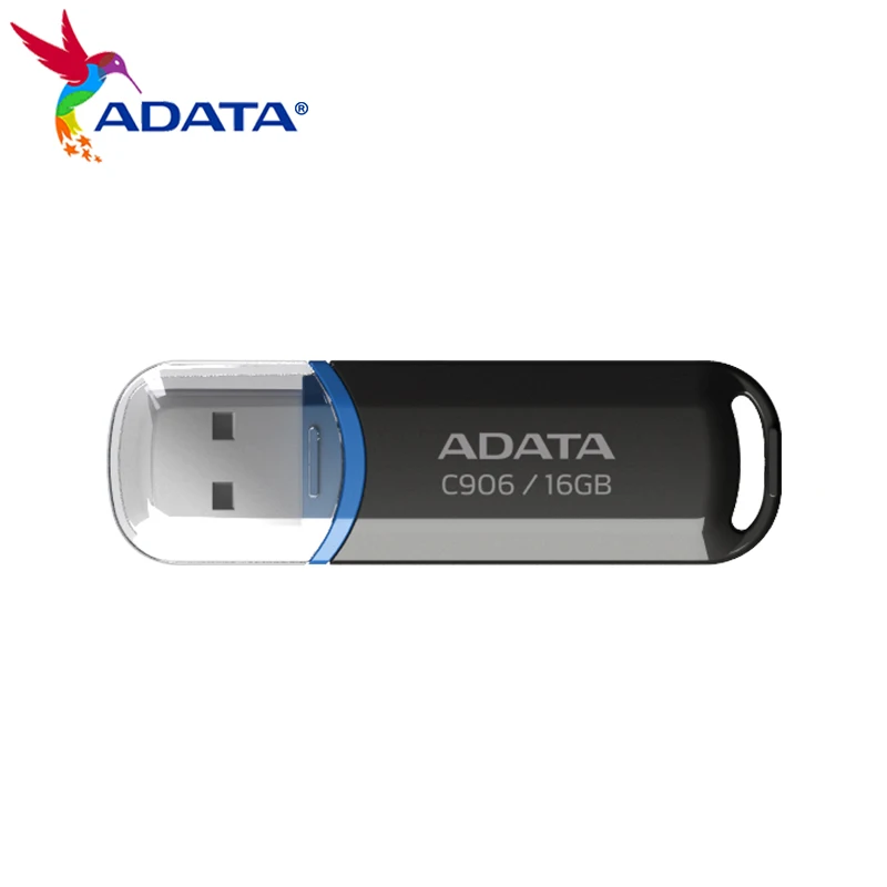 100% 오리지널 ADATA C906 USB 플래시 드라이브, 펜 드라이브 메모리 스틱, USB 2.0 블랙 미니 U 스틱 펜 드라이브, 8GB, 16GB, 32GB, 64GB