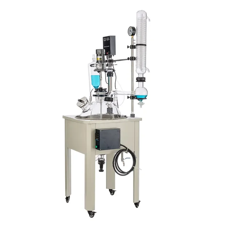 Custom Single Jacketed Glass Reactor 50L 100L Oil Bath Heating Lab Reaction Vessel