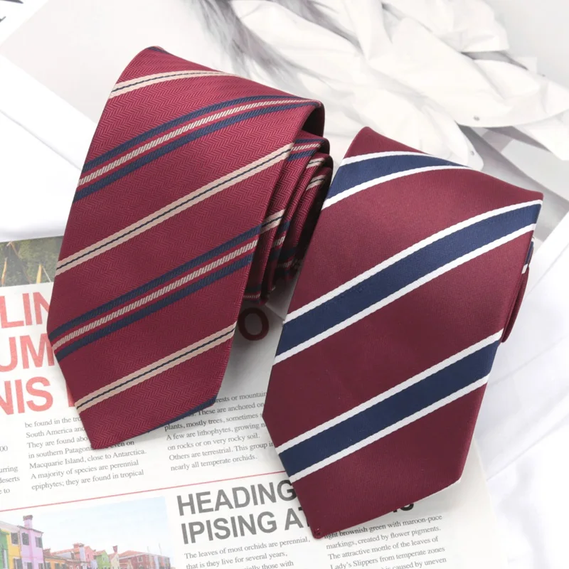 

Fashion JK Striped 7cm Necktie New Year Gift Preppy Style Tie for Graduation Campus Events School Tie Wedding Party Accessories