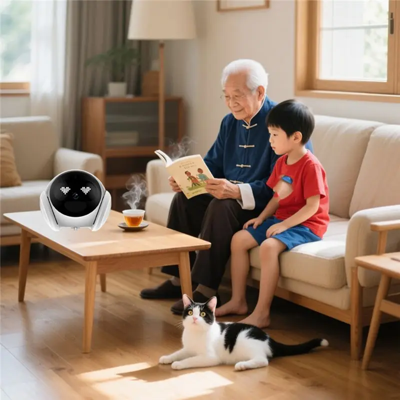 AB46-Child Care Smart Robot Featuring Pet Monitoring& Elderly Companion, APP Remote Control, Motion Detection, 2-Way Voice Call