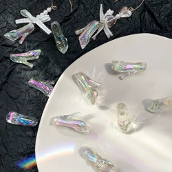 Cinderella Crystal Shoes Symphony Butterfly High Heels Acrylic Pendant DIY Handmade Jewelry Earrings Accessories Material 6PCS