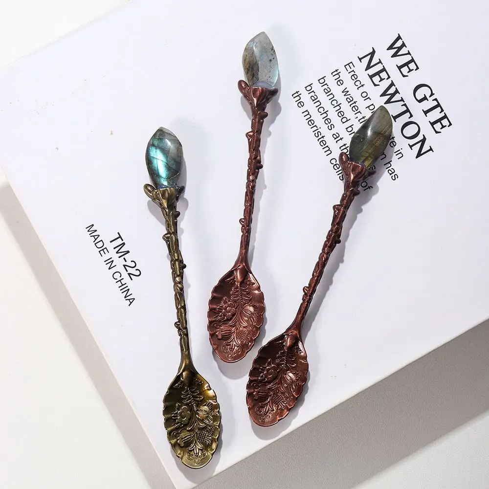 Home for Ice Cream Dessert Tool Natural Amethyst Stirring Scoop Tableware Tea Spoon Coffee Spoon Kitchen Supplies