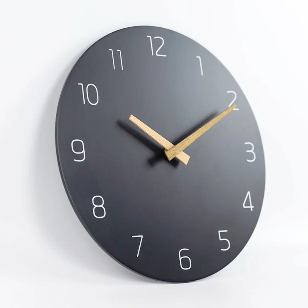 Frameless Wooden Wall Clock 30cm with Silent Quartz Movement Battery Operated for Bedroom Study and Office Walls