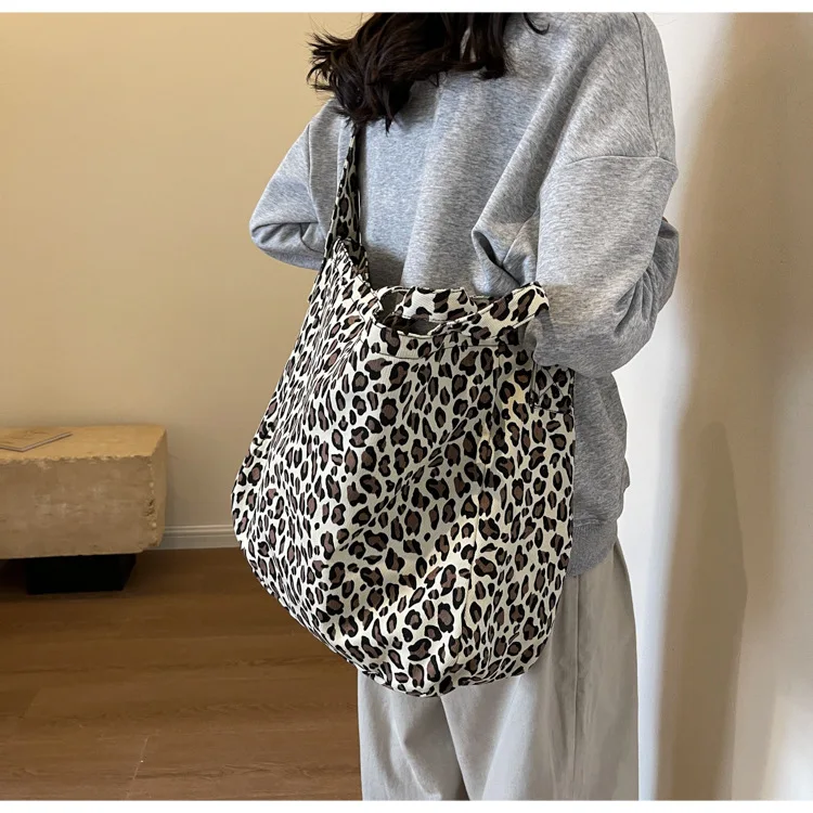 Tote Bag Woolen Leopard Print Fashion High-Capacity Shoulder Bag Pures and Bags Crossbody Unisex Travel Bags