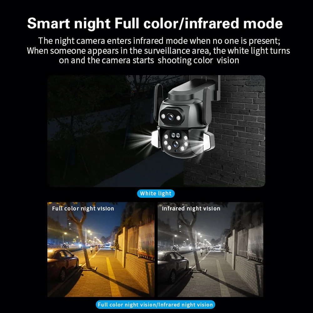 8MP PTZ กล้อง WiFi กลางแจ้งการมองเห็นได้ในเวลากลางคืนหน้าจอคู่ตรวจจับมนุษย์การป้องกันความปลอดภัยกล้องเฝ้าระวังกล้องวงจรปิด IP
