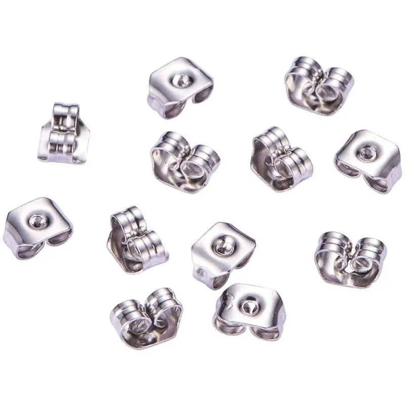 

1 Box 200 Pieces 304 Stainless Steel Ear Nuts Safety Butterfly Earring Backs Earring Stoppers for Earring Hook Ear Stud