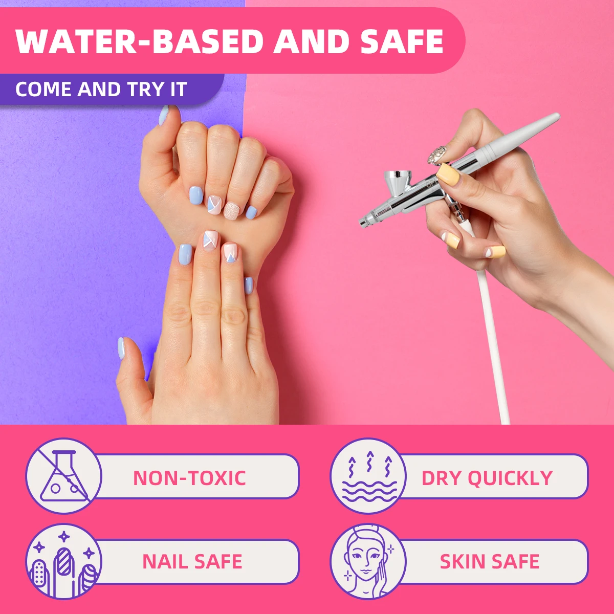 OPHIR 12 Color Airbrush Nail Inks for Stencils Gel Nail Polish 10 ML/Bottle Temporary Tattoo Pigment Nails Tools_TA098(1-12)