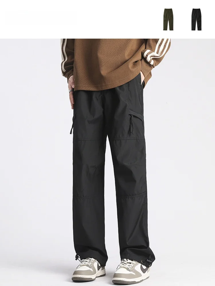 

Американские функциональные однотонные спортивные брюки прямого кроя, мужские винтажные свободные повседневные рабочие брюки, молодежные брюки Vitali Sle