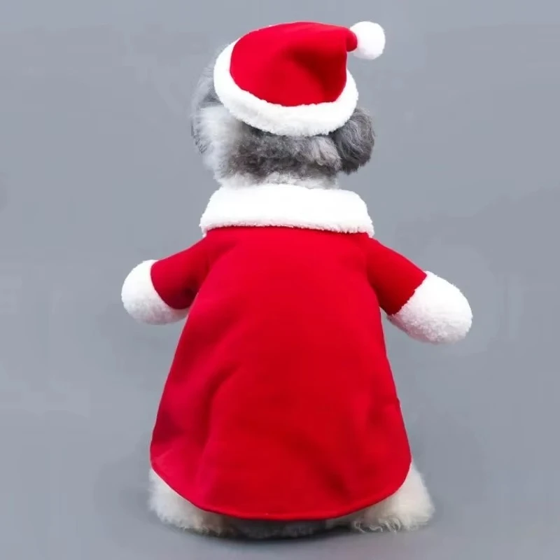 Afbeelding 5: Kerstkleding voor huisdieren Kerstman Hondkostuum Winter Puppy Jasje Pak met pet Warme kleding Cosplay voor honden Katten