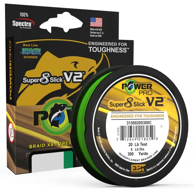 8 Strands POWER PRO SSV2 300Yds Braided Spectra Fishing Line 10~80lb Original USA PE Braid Line PESCA