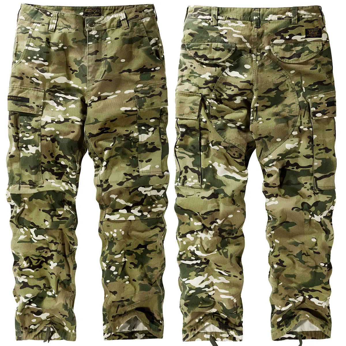 

Мужские свободные рабочие брюки-карго VIP, камуфляжные, износостойкие, с множеством карманов, прямого кроя, повседневные, длинные