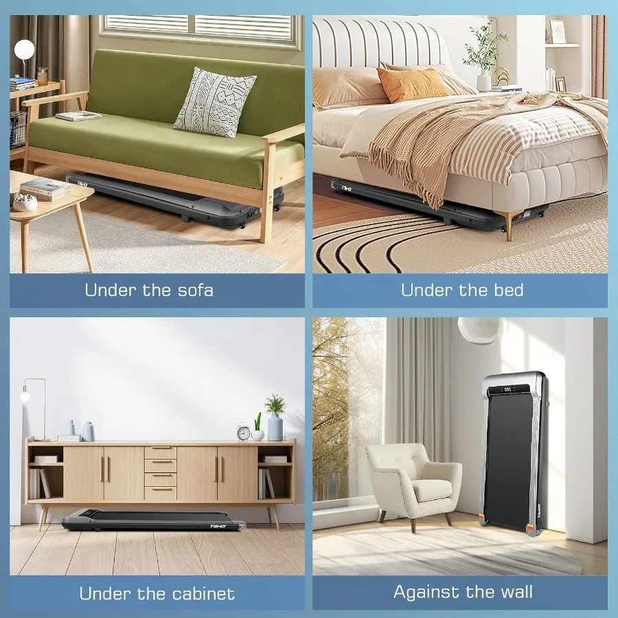 Walking Pad Laufband 2,5 PS Leises Laufband unter dem Schreibtisch mit breitem Laufband Tragbare Laufbänder für das Heimbüro Kleine LED-Dis