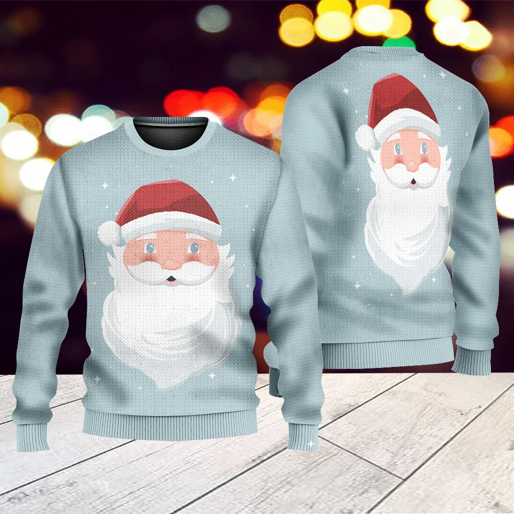 2023 European and American 3D printing customized Christmas sweater spring and autumn customized Christmas pullover long-sleeved